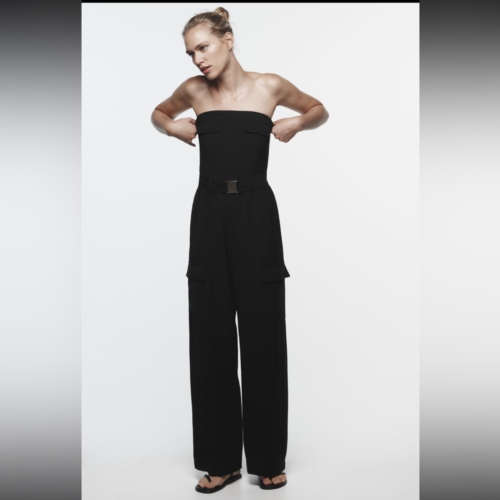 Zara BELTED CARGO JUMPSUIT